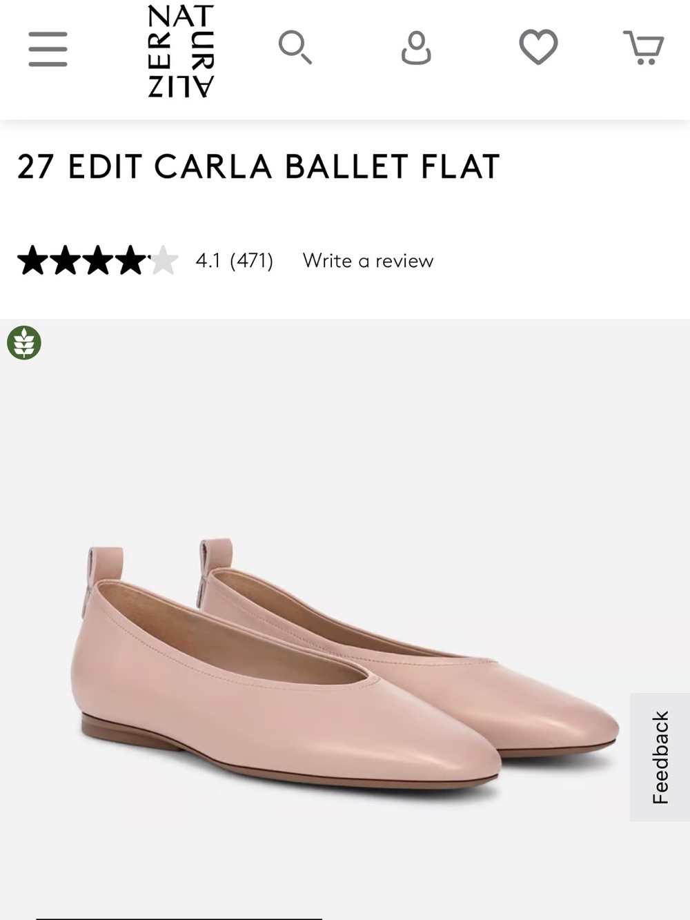Naturalizer 27 Edit Carla Ballet Flat in Blush pink